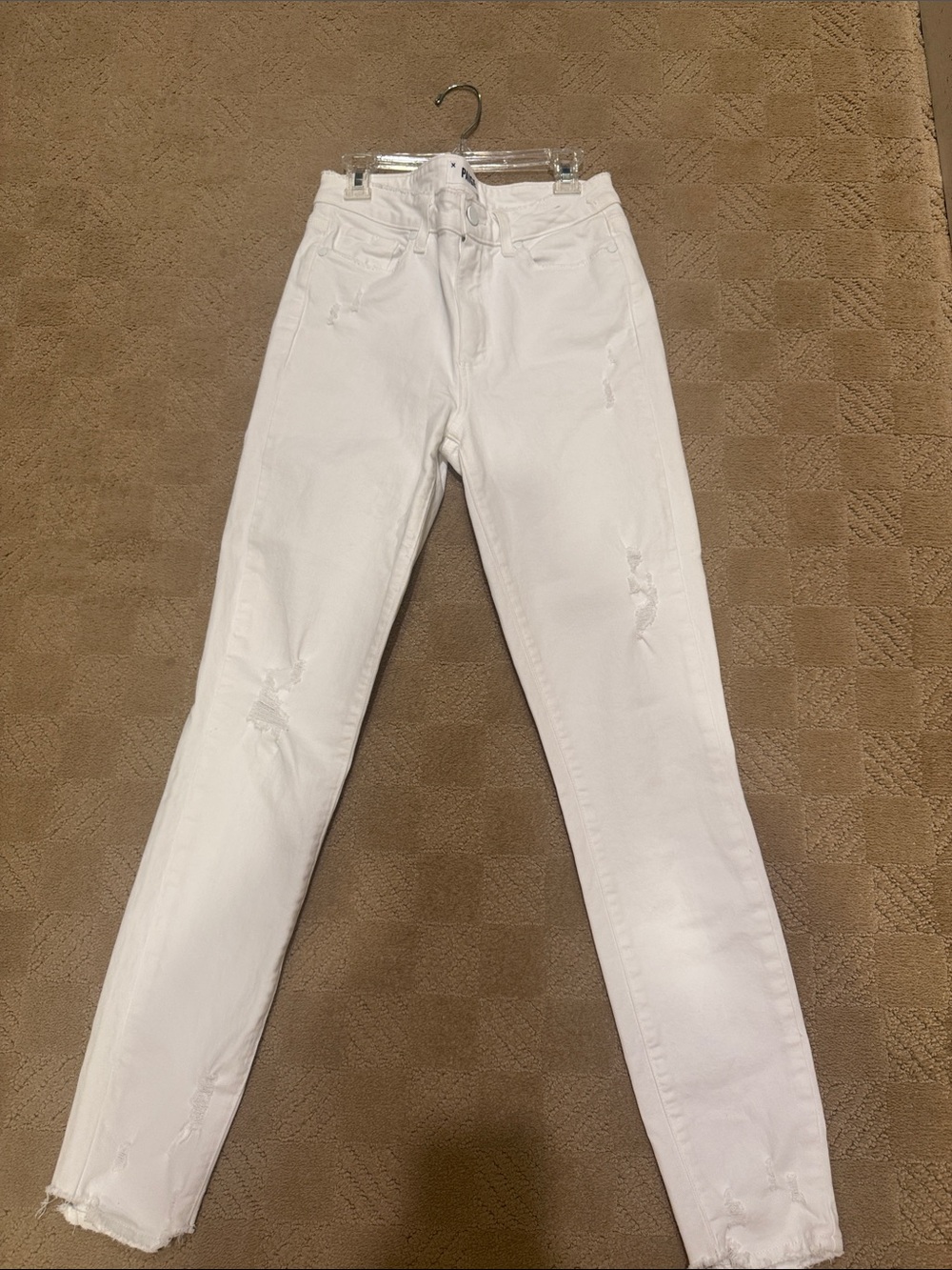 PAIGE White Skinny Jeans with Subtle Distressing